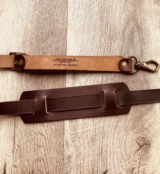 Custom leather wine bag strap